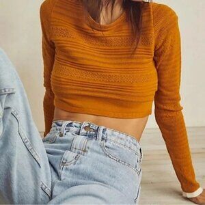 Intimately by Free People AM to PM Long Sleeve Crop Top in Copper Size S